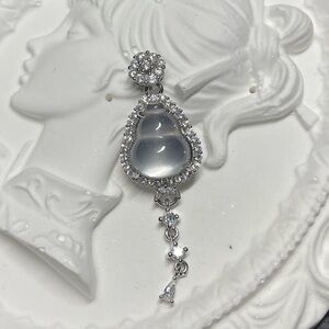 Clear Quartz Hulu Pendant with CZ Accents | Crystal Gourd Drop Charm